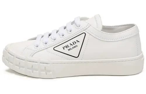 PRADA Leather Low top Skateboard Shoes Women's White