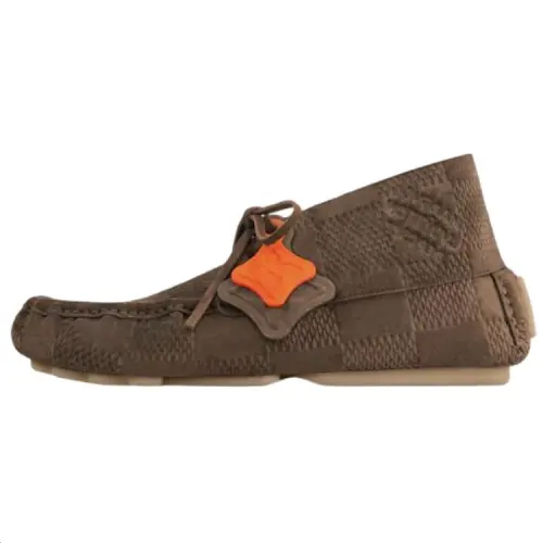 LOUIS VUITTON Footprint Calfskin Casual Shoes Men's Brown