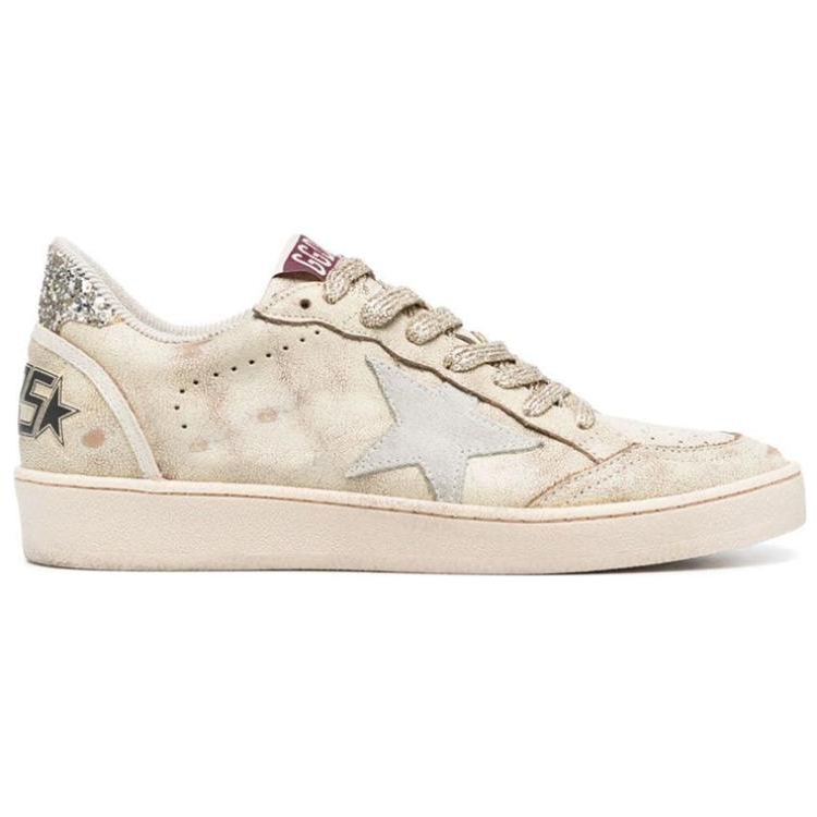 Golden Goose Ball Star LTD Leather Low top Skateboard Shoes Women's Beige Distressed