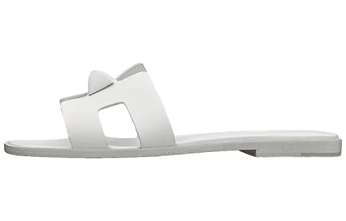 HERMES Oran Slide Slippers Women's White