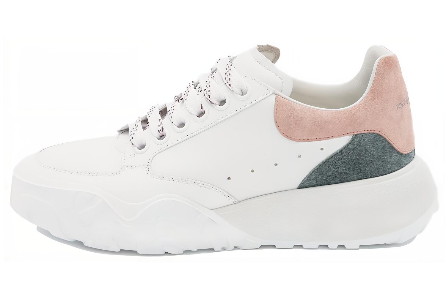 Женские кроссовки Alexander McQueen Court Trainer (бело-розовые)