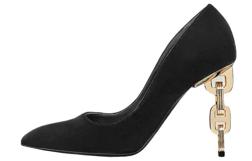 HERMES Velvet High Heels Women's Black