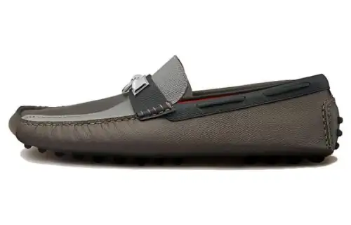 HERMES Irving Loafers Men's Gray Green