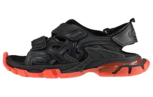 Balenciaga Leather Minimalist Fashion Beach Sandals Men's Black Orange