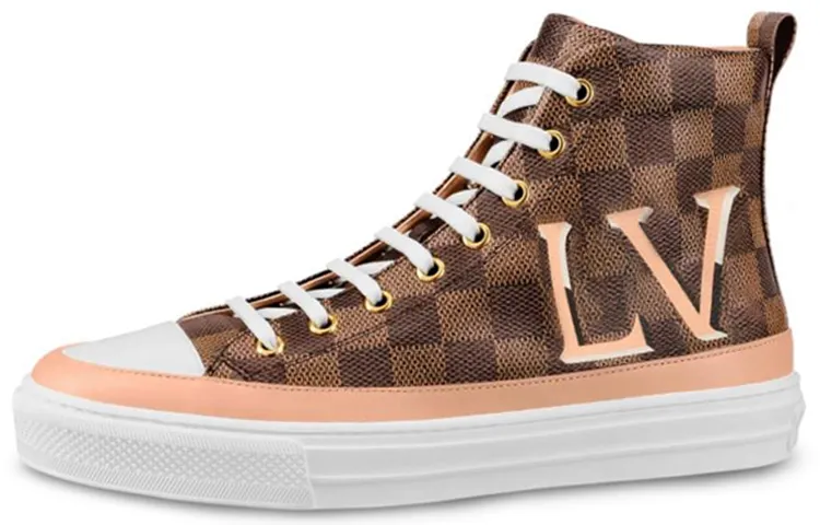 LOUIS VUITTON Lv Stellar Damier High Top Sports Shoes Brown Women's