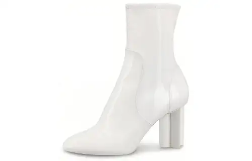 LOUIS VUITTON Silhouette Top Grain Cow Leather Ankle Boots Women's White