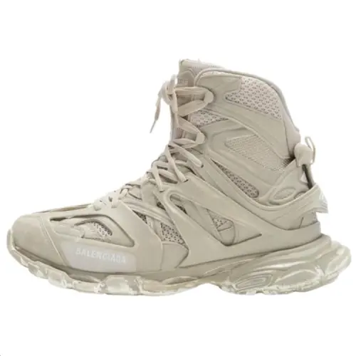 Balenciaga Track Hike Leather High top Chunky Sneakers Men's Beige