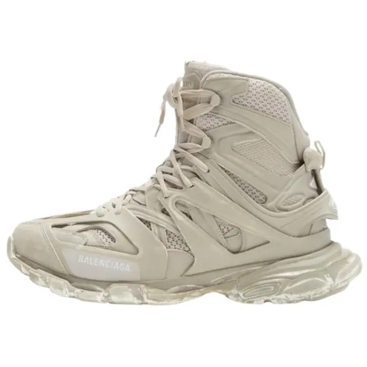 Balenciaga Track Hike Leather High top Chunky Sneakers Men's Beige
