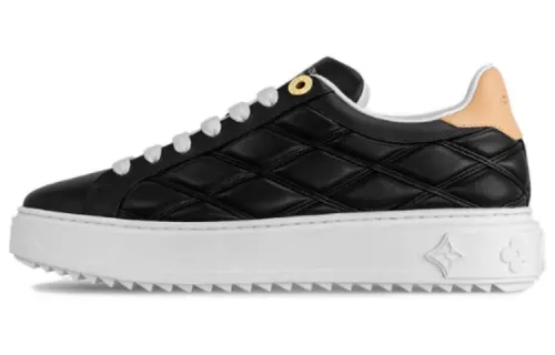 LOUIS VUITTON Time Out Leather Low top Skateboard Shoes Women's Black
