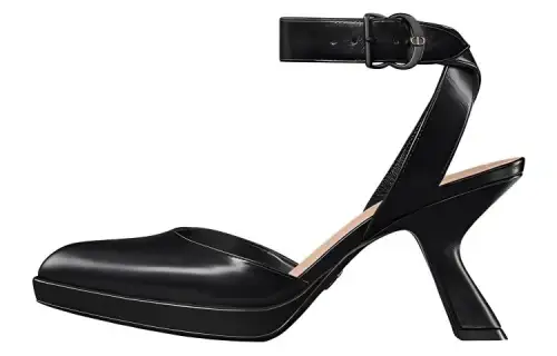 DIOR Soul Cow Leather Chunky Heel High Heels 8cm Women's Black