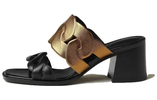 HERMES Gaby Slide Slippers Women's Gold