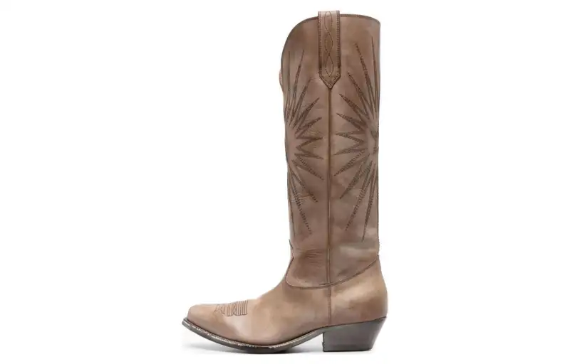 Golden Goose Wish Star Leather Comfortable And Trendy Knee high Boots 4.5cm Women's Brown