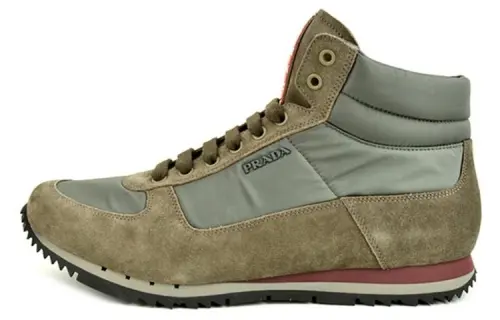 PRADA Nylon Lace Up High top Sports Casual Shoes Men's Brown