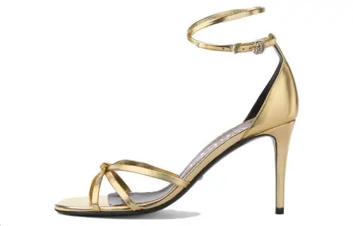 GUCCI Leather One Strap Sandals Women's Gold