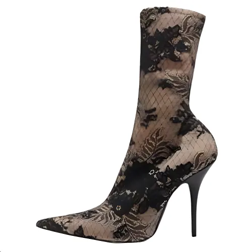 Balenciaga Knife Ankle Boots Women's Beige Black