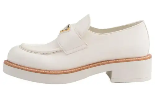 PRADA Cow Leather Loafers 3cm Women's White