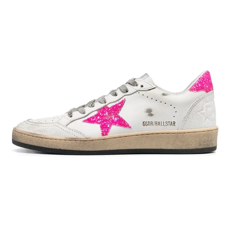 Golden Goose Ball Star Low top Stylish Skateboarding Shoes Women's White Pink