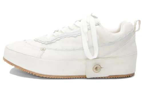LOEWE DECONSTRUCTED Cow Leather Stylish Skateboarding Shoes Men's White