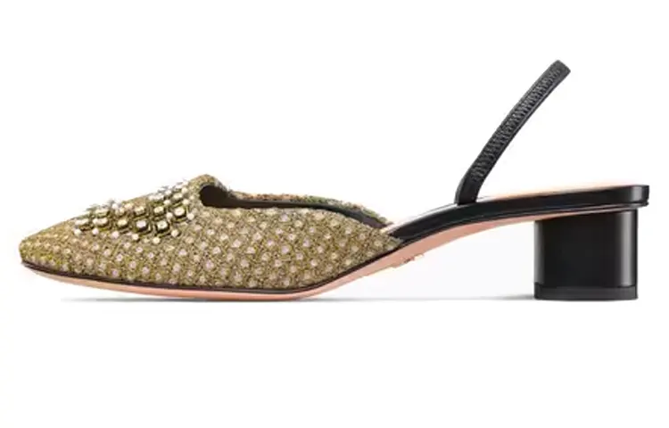 DIOR Chunky Heel High Heels 3.5cm Women's Yellow