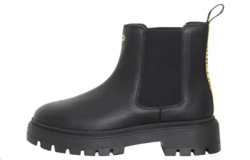 OFF WHITE Leather Ankle Length Chelsea Boots Women's Black