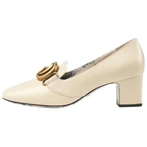 GUCCI Leather Mid-heel Pump With Double G