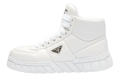 PRADA Leather High top Sports Casual Shoes Men's White