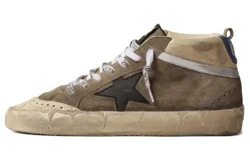 Golden Goose Mid Star Cow Leather Mid top Skateboard Shoes Men's Ice Gray
