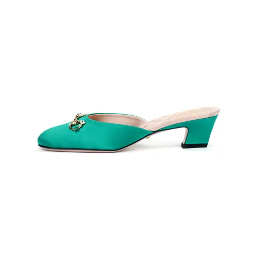 GUCCI Horsebit Closed Toe Slippers Women's Green