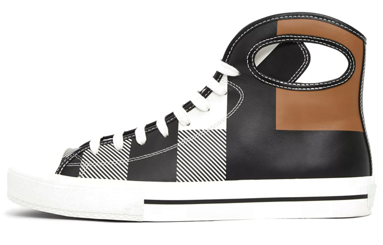 Burberry Burberry Larkhall Burberry plaid printed leather wear-resistant high-top canvas shoes men's multi-color stitching