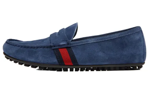 GUCCI Gommino Loafers Men's Low Top Blue