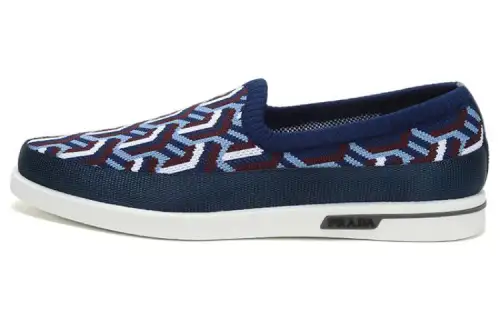 PRADA St Tropez Jacquard Knitted Loafers 'Blue'