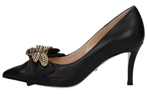 GUCCI Leather Slim Heel High Heels Women's Black