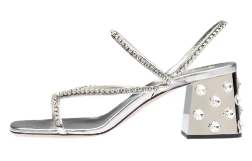 MIU MIU Fabric One Strap Sandals Women's Silver