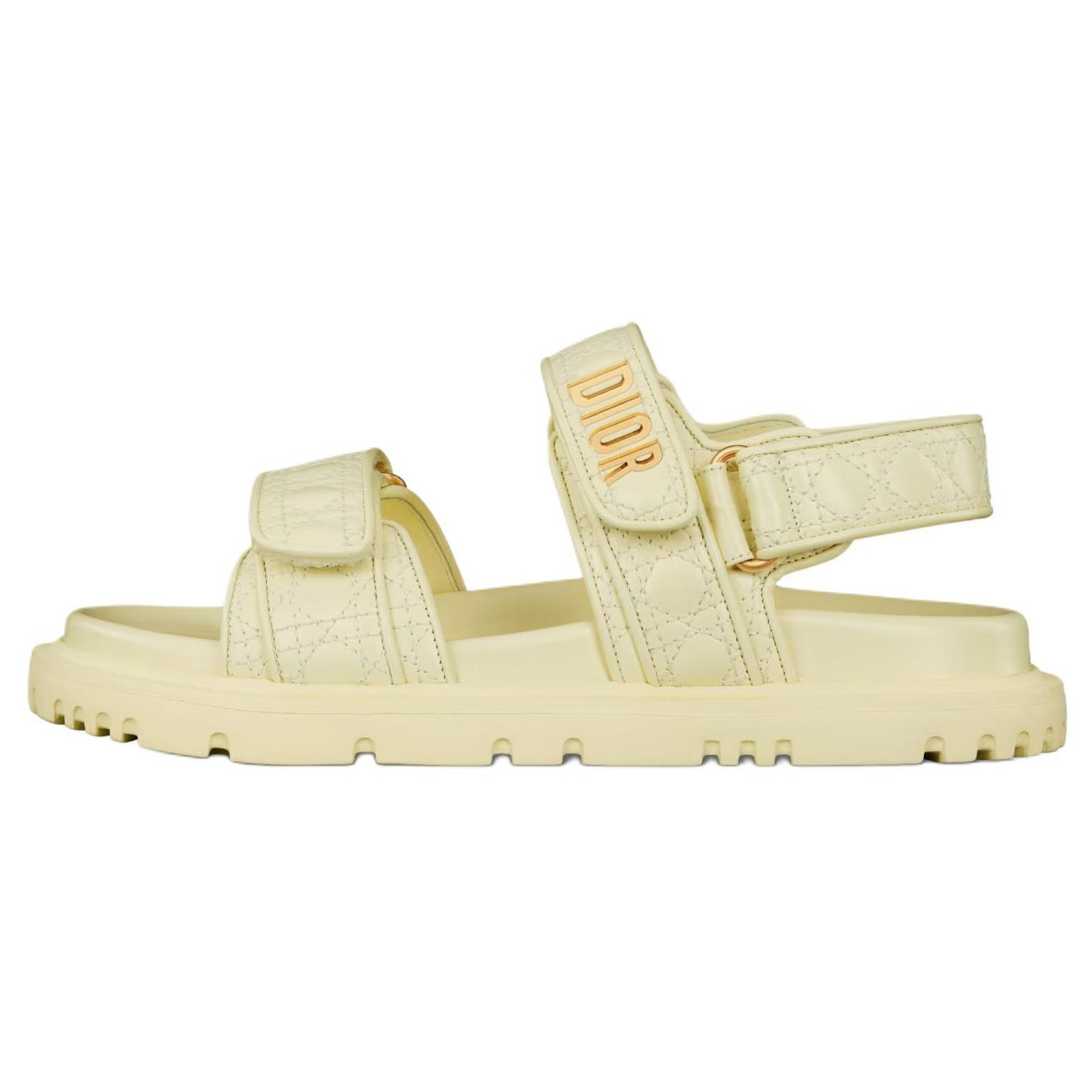 DIOR DiorAct Cow Leather Beach Sandals Women's Light Yellow
