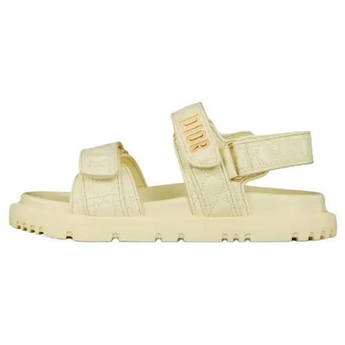 DIOR DiorAct Cow Leather Beach Sandals Women's Light Yellow