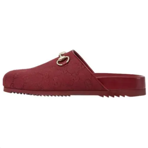 GUCCI Horsebit Closed Toe Slippers Women's Red