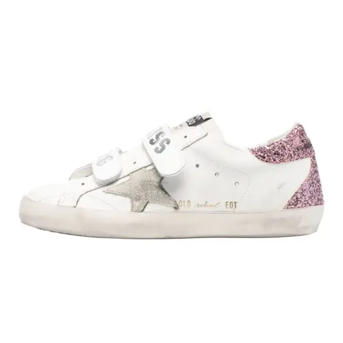 Golden Goose Old School Leather Low top Skateboard Shoes Women's White Distressed