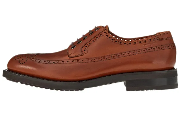 FERRAGAMO Ferragamo first layer cowhide Derby lace men's casual men's tan
