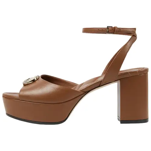 GUCCI Leather One Strap Sandals 7.5cm Women's Brown