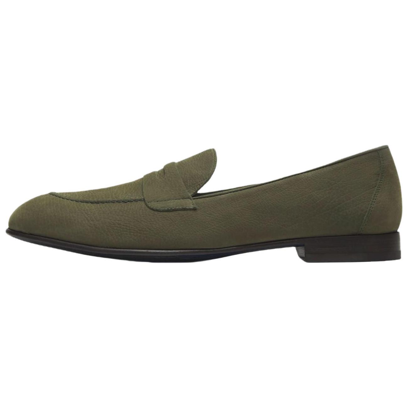 Бриони кожаная круглая голова. мужской стиль Оливково-зеленый