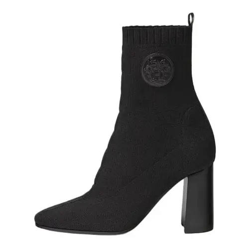 HERMES Volver Fabric Ankle Boots 8.9cm Women's Black