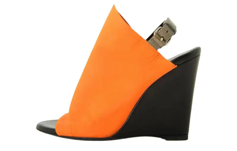 Balenciaga Leather One Strap Sandals Women's Orange