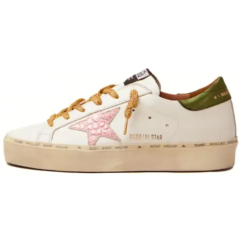Golden Goose Hi Star Cow Leather Low top Stylish Skateboarding Shoes Women's White