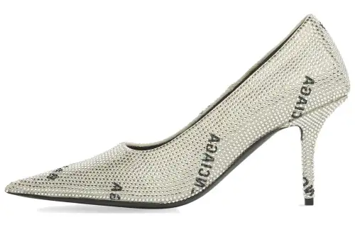 Balenciaga Knife Leather Slim Heel High Heels 8cm Women's White