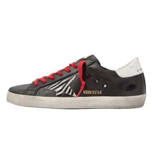Golden Goose Super Star Cow Leather Stylish Skateboarding Shoes Men's Black