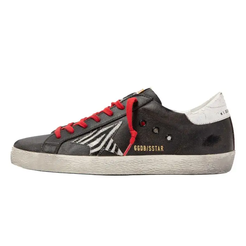 Golden Goose Super Star Cow Leather Stylish Skateboarding Shoes Men's Black