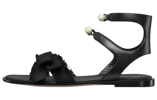 DIOR Adiorable Leather Beach Sandals Women's Black