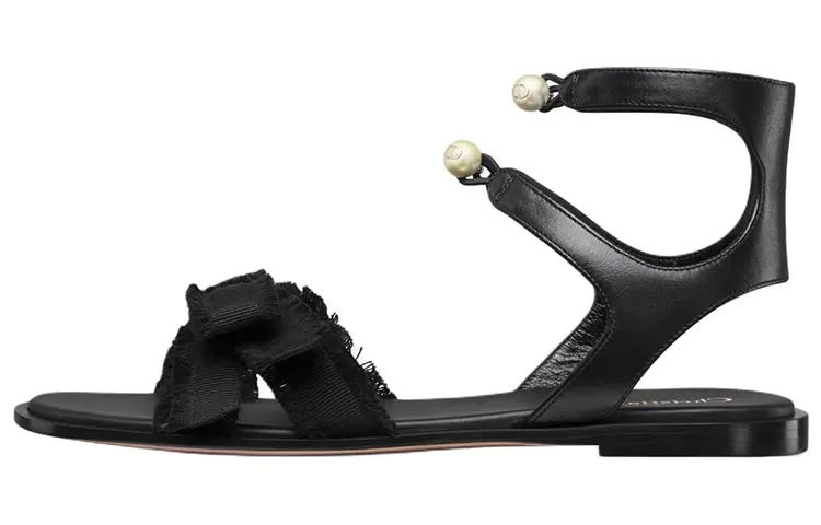 DIOR Adiorable Leather Beach Sandals Women's Black