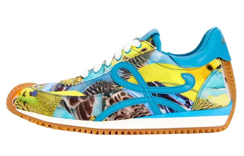 LOEWE Flow Runner Canvas Low top Casual Shoes Women's Yellow Blue