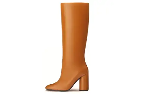 HERMES DRESSAGE Cow Leather Calfskin Knee High Boots 9.5cm Women's Beige